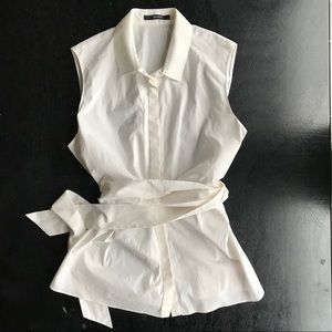 Tahari Sleeveless Wrap Blouse